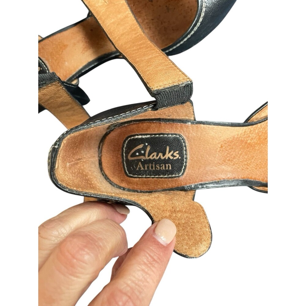 Clarks Black Lea Diamond Hart Peep Toe Heels‎ 85321 - 8 M Career Office - Picture 12 of 16